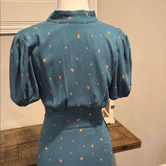 Free People Teal Backless Dress with Dots - Picture 4 of 11